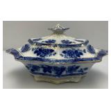 Vintage THOMAS RATHBONE Flow Blue Tureen And Gravel Boat  Japan