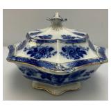 Vintage THOMAS RATHBONE Flow Blue Tureen And Gravel Boat  Japan