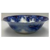 Antique Alfred Meakin CAMBRIDGE Flow Blue Coupe Soup Bowl With Gold Accents 9 3/4" x 3"