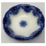 Antique Alfred Meakin CAMBRIDGE Flow Blue Coupe Soup Bowl With Gold Accents 9 3/4" x 3"