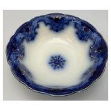 Antique Alfred Meakin CAMBRIDGE Flow Blue Coupe Soup Bowl With Gold Accents 9 3/4" x 3"