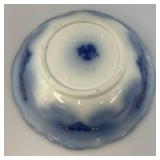 Antique Alfred Meakin CAMBRIDGE Flow Blue Coupe Soup Bowl With Gold Accents 9 3/4" x 3"