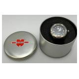Vintage WURTH Mens Watch Black And Silver In Original Tin Container (New Old Stock)