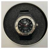 Vintage WURTH Mens Watch Black And Silver In Original Tin Container (New Old Stock)