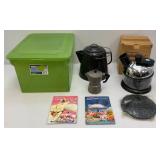 Misc. Kitchen Items Some Vintage Including Rocket Chef Ice Cream Maker )()New Old Stock) Enameled & Pewter Coffee Pots