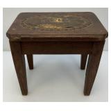 Primitive Small Oak Stool 14" L x 12.5" H x 10" W