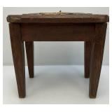 Primitive Small Oak Stool 14" L x 12.5" H x 10" W