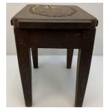Primitive Small Oak Stool 14" L x 12.5" H x 10" W