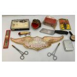 Misc. Vintage Items Including Aluminum Cigarette Case Holder, Wooden Lure And More