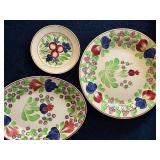 Set of 3 Hand-Painted Floral Pattern Ceramic Plates