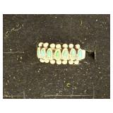 Vintage Sterling Silver and Turquoise Row Ring Size 7.5