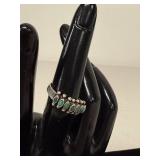 Vintage Sterling Silver and Turquoise Row Ring Size 7.5