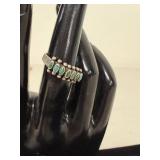 Vintage Sterling Silver and Turquoise Row Ring Size 7.5