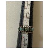 Vintage Sterling Silver and Turquoise Row Ring Size 7.5
