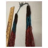Multi-Strand Red, Brown, and Blue Bead Necklace