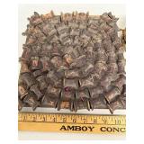 Primitive Wood Spool Trivet and Woven Advertising Basket Set