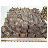 Primitive Wood Spool Trivet and Woven Advertising Basket Set