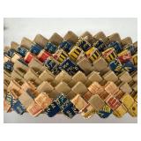 Primitive Wood Spool Trivet and Woven Advertising Basket Set