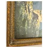 Vintage Framed Print of Child Blowing Bubbles 9x7 Inch