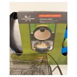 Collection of Grill and Pizza Accessories Including Little Griddle, Baskets, Spatula, and Pizza Peel