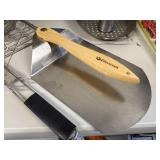 Collection of Grill and Pizza Accessories Including Little Griddle, Baskets, Spatula, and Pizza Peel