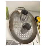 Collection of Grill and Pizza Accessories Including Little Griddle, Baskets, Spatula, and Pizza Peel