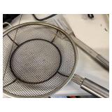 Collection of Grill and Pizza Accessories Including Little Griddle, Baskets, Spatula, and Pizza Peel