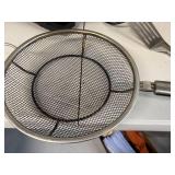 Collection of Grill and Pizza Accessories Including Little Griddle, Baskets, Spatula, and Pizza Peel