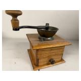 Vintage Wooden Manual Coffee Grinder with Metal Bowl