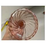 Pair of Vintage Pink Depression Glass Candlestick Holders