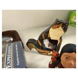 Cat Lover Decor Lot Including Figurine, Picture Frames, and Calendar