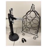 Metal Wine Rack with Bottle Opener and Foil Cutter
