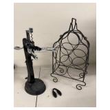 Metal Wine Rack with Bottle Opener and Foil Cutter