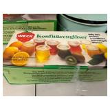 Set of Weck Canning Jars, Vintage Blue Enamelware Baking Dish, and Cheesemaking Supplies