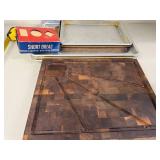 Baking Set with Wood Cutting Board, 4 Aluminum Pans, and Shortbread Cookie Cutters