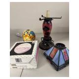 Lot of Decorative Table Lamp Bases and Glass Shades