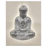 Decorative Silver and Black Buddha Statue, 7 Inches Tall