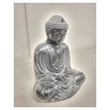 Decorative Silver and Black Buddha Statue, 7 Inches Tall