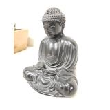 Decorative Silver and Black Buddha Statue, 7 Inches Tall
