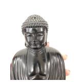 Decorative Silver and Black Buddha Statue, 7 Inches Tall