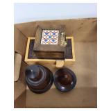 Collection of 2 Wooden Keepsake Boxes and 2 Hand-Turned Wood Bowls
