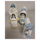 Set of 5 Royal Worcester Porcelain Figurines Including Mrs. Caudle and Dog