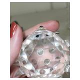 Collection of 4 Animal Figurines: Swarovski Crystal Hedgehog, Glass Bird, Pearlite Quail, and Frosted Hedgehog