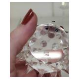 Collection of 4 Animal Figurines: Swarovski Crystal Hedgehog, Glass Bird, Pearlite Quail, and Frosted Hedgehog