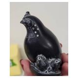 Collection of 4 Animal Figurines: Swarovski Crystal Hedgehog, Glass Bird, Pearlite Quail, and Frosted Hedgehog