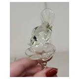 Collection of 4 Animal Figurines: Swarovski Crystal Hedgehog, Glass Bird, Pearlite Quail, and Frosted Hedgehog