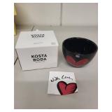 Kosta Boda With Love Hand Painted Glass Bowl with Box
