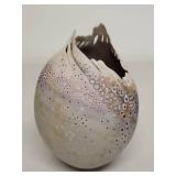 Handcrafted Decorative Ceramic Vase with Cutout Rim
