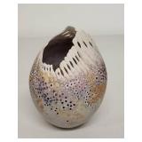 Handcrafted Decorative Ceramic Vase with Cutout Rim