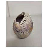 Handcrafted Decorative Ceramic Vase with Cutout Rim